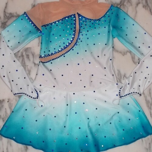 SEA Ombre Dye Aqua and Turquoise Figure Ice Skating Dress - Etsy