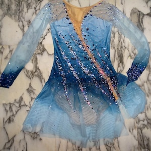 blue and white figure skating dress Light blue ice skating dress