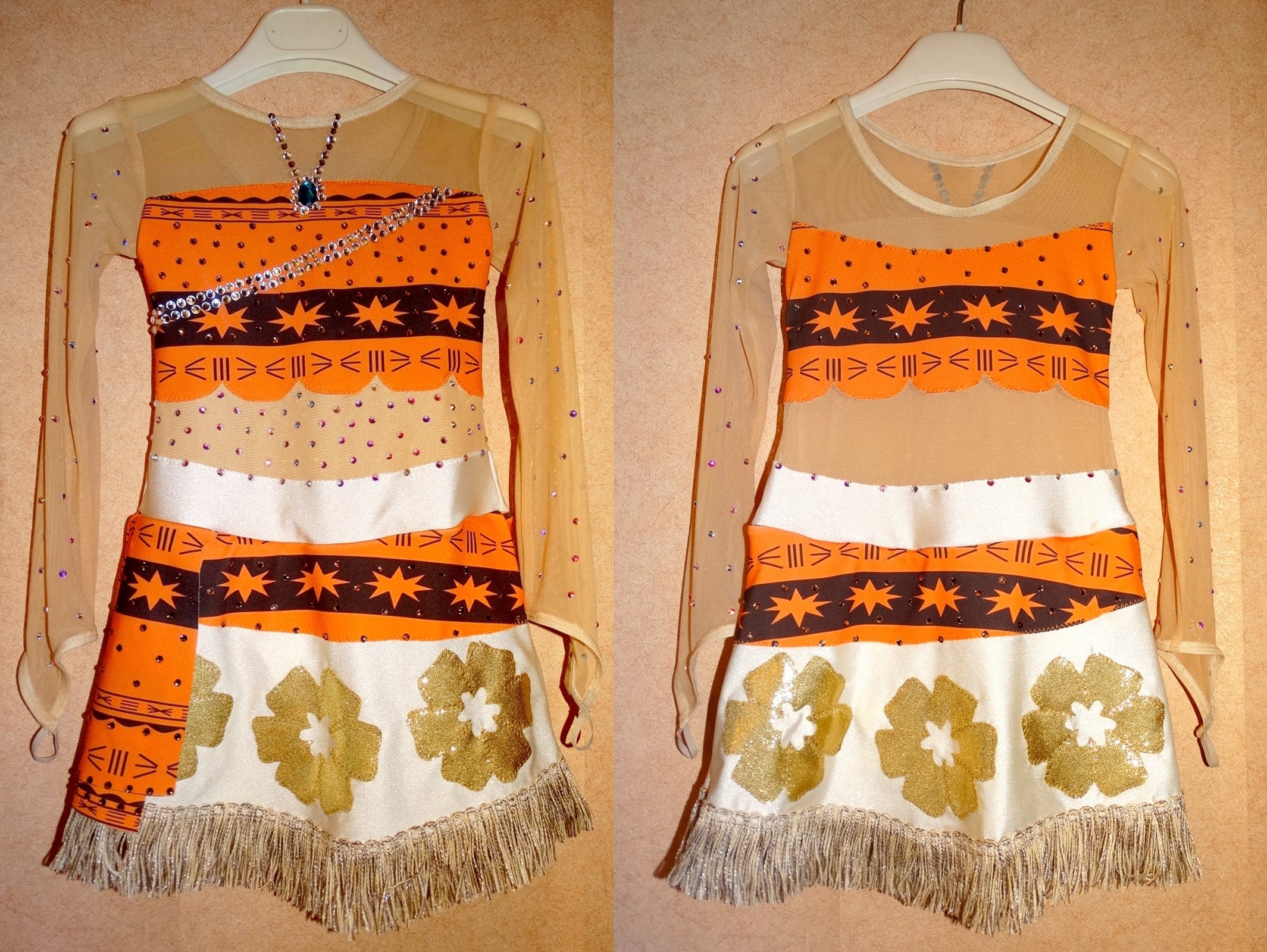 ZEDDG Robe De Patinage Artistique Pour Femmes Et Filles, Robe De Patinage à Roulettes, Justaucorps De Gymnastique Avec Strass, Robe De Danse, Marron, XS