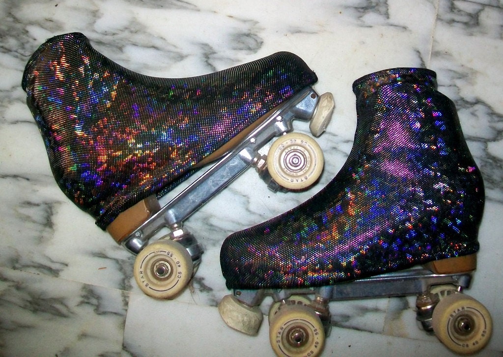 Black hologram skate boot covers for ice skates or roller Etsy