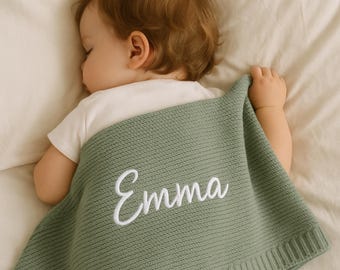 Personalisierte Baumwolle Baby Decke stricken Name gestickt Geschenk für Neugeborene Mädchen Jungen Kinderzimmer weich benutzerdefinierte Säugling Kinderwagen Auto Winter Wrap Andenken