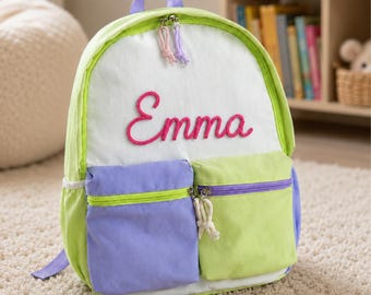 Custom Name Kids School Bag Personalized Backpack Cotton Rope Water-Repellent Boy Girl Preschool Kindergarten Bookbag Back to School Gift