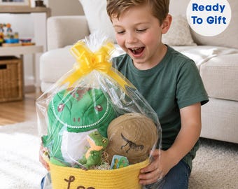 Personalized Dinosaur Gift Basket Boy Birthday Custom Name Present Keepsake Gift For Grandson Nephew Brother Friends Dino Fans Ready To Gift