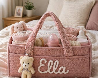 Custom Name Nursery Diaper Caddy Organizer Kids Toy Storage Basket Portable Essential Personalized Baby Gift Newborn Girl Boy BabyShower Bag