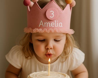 Personalisierte Geburtstag Krone Benutzerdefinierte Name Nummer Abzeichen Einstellbar TieBack PartyHut Kinder 12345678910 Jahre alte Feier Geschenk Junge Mädchen Kleinkind