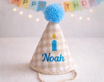 Benutzerdefinierte Name Geburtstag Party-Hut Personalisierte Stickerei Kegelmütze Einstellbare PomPom Kleinkind Baby Kinder Spaß Geschenk Junge Mädchen 12345678910 Jahre alt