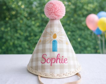 Benutzerdefinierte Name Geburtstag Party-Hut Personalisierte Stickerei Kegelmütze Einstellbare PomPom Kleinkind Baby Kinder Spaß Geschenk Junge Mädchen 12345678910 Jahre alt