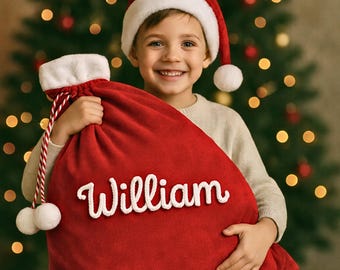 Personalisierte Santa Sack Samt Name Chunky Seil Buchstaben Weihnachten Geschenk Tasche Kordel Urlaub Lagerung Kinder Familie Feier Dekor