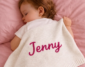 Manta de algodón personalizada para bebé, regalo para recién nacido, tejida, bordada, para niña, niño, bebé, con nombre personalizado, para cochecito, cuna, para acurrucarse en el coche, invierno.