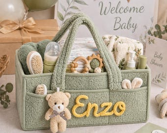 Custom Newborn Nursery Diaper Caddy Organizer Kids Toy Storage Basket Portable Essential Personalized Name Baby Gift Girl Boy BabyShower Bag