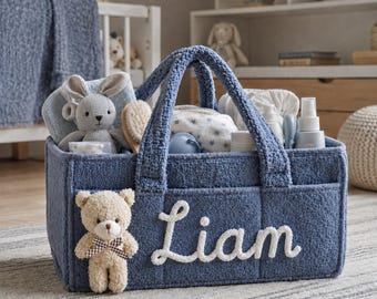 Custom Name Newborn BabyShower Gift Nursery Diaper Caddy Organizer Kids Essential Portable ToyStorage Basket Personalized Bag Infant GirlBoy