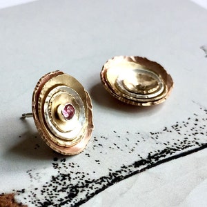 Unique Wife Jewelry Gift, Ear Jacket Earrings, Rose Gold Ear Jacket, Gold Ear Jacket, Earring Jackets, Pink Tourmaline, Mendocino Earrings