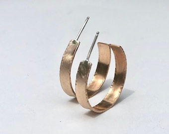 Bronze Hoop Earrings for Women | Bronze Hoops | Bronze Jewelry | Textured Earrings | 1 inch Hoop Earrings | C Hoop Earrings