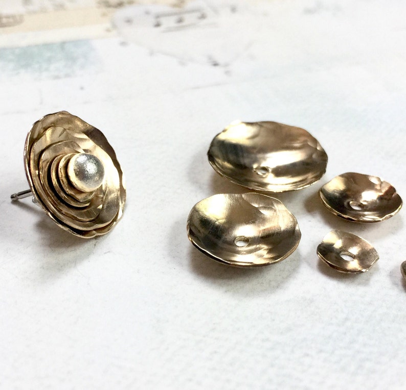 Gold Ear Jackets, Earring Jacket, Gold Ear Jacket Earrings, Stackable Jewelry, Mix and Match, Earring Jackets, Stud Enhancer, Cluster Studs image 1