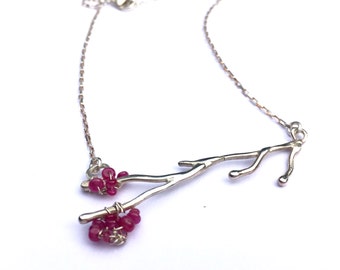Anniversary Sale Special - Sterling Silver Branch Necklace - Customize with your choice of Gemstone Tips