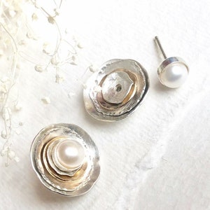 Pearl Bridal Earrings | Bridal Stud Earrings | Wedding Earrings for Bride | Wedding Earring Studs | Ear Jacket Bridal
