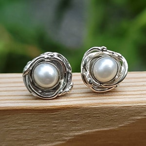 Sterling Silver Twig Earring Jackets | Modern Organic Rim