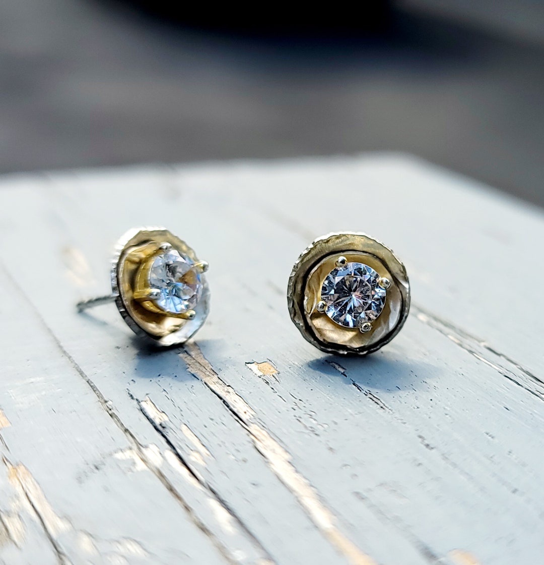 14k Gold Earring Jackets for Diamond Studs White Gold Earring Jacket