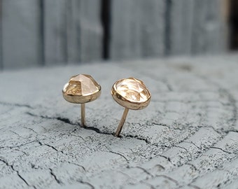 6mm White Topaz Rose Cut Studs in 14k Gold Filled | White Topaz Stud Earrings | Gold Rose Cut Studs