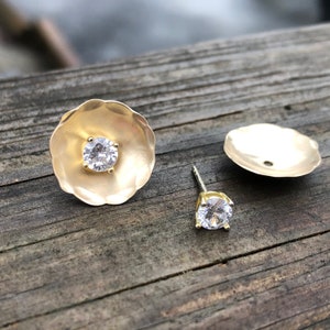 14k Gold Ear Jacket, Real Gold Earrings, Real Gold Jewelry, Ear Jacket Earring Gold, Ear Jacket Gold, Earring Jacket 14k