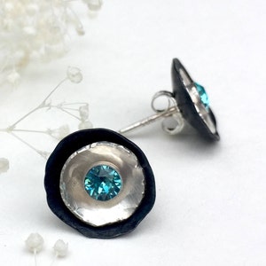 Earring Jackets and Stud Earring Set | Ear Jacket Earrings | Black and Silver Earrings | Blue Stud Earring | Gift for Her