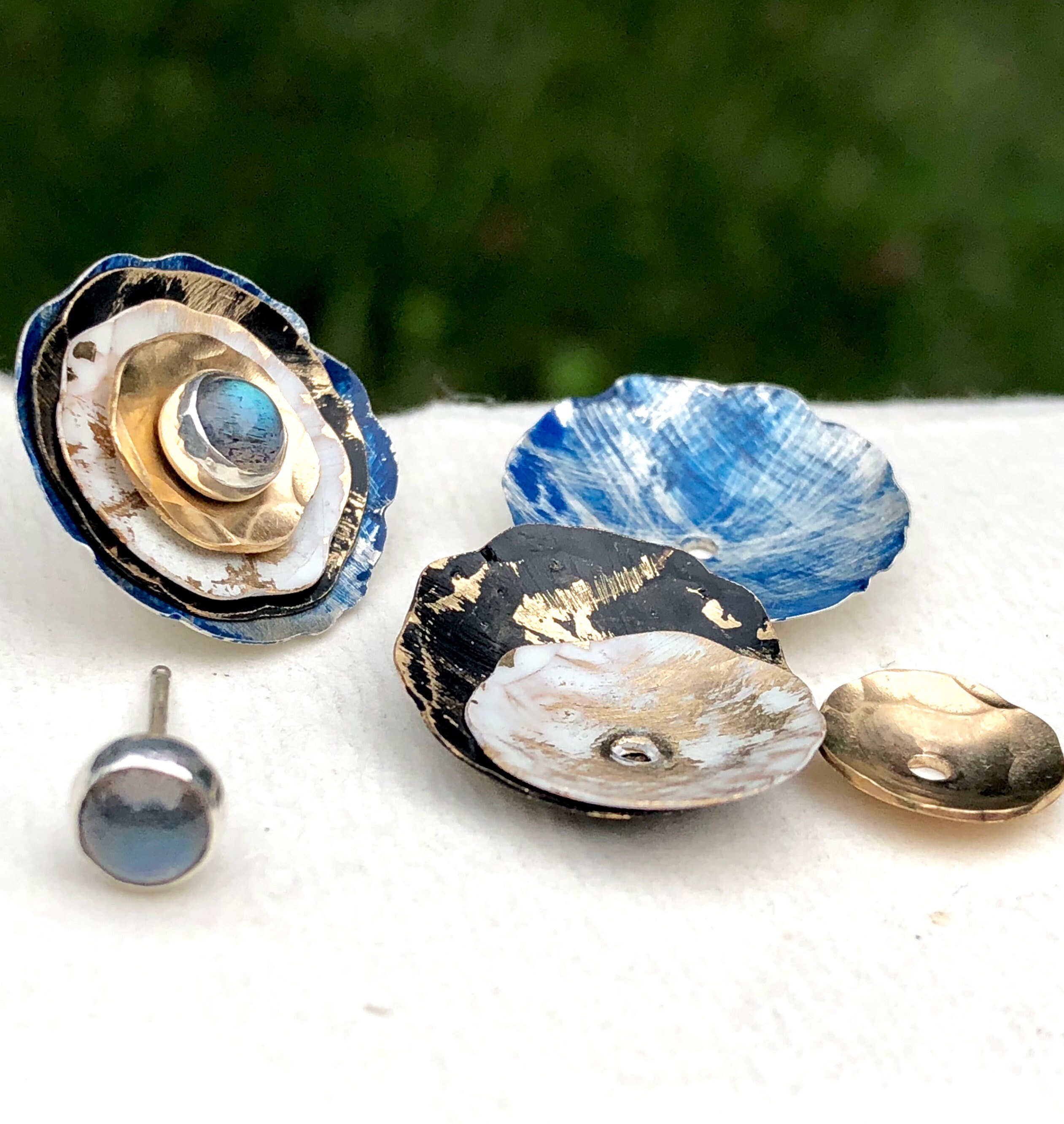 Mixed Metal Ear Jacket Set | Sterling Silver Earring Jackets | Gold Fill Ear Jackets | Unique Stud Earring Set | Mix and Match Ear Jackets