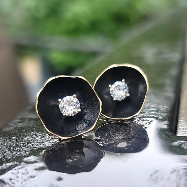 Black Organic Earring Jackets | Modern Stud Accessories