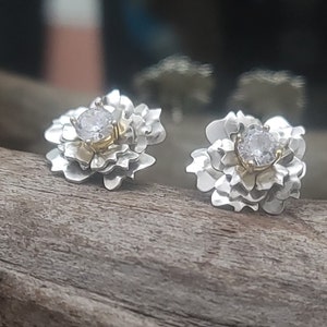 Hibiscus Flower Earring Jackets in Gold or Silver Argentium Silver Ear Jackets Gold Flower Ear Jackets Ear Jackets for your Studs image 7