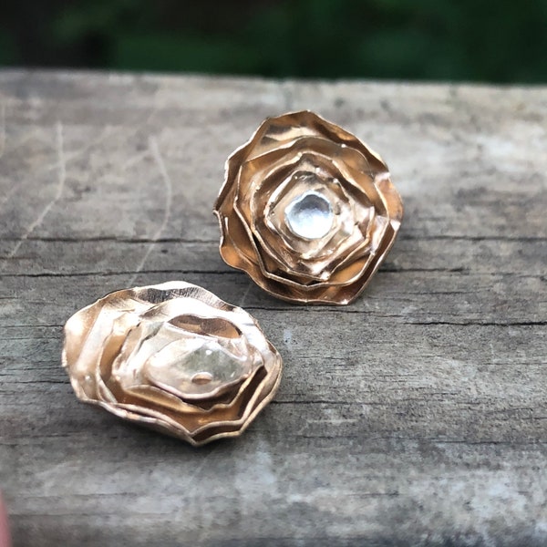 Gold Ruffled Rim Ear Jackets | Gold Earring Jackets | Ear Jacket Earrings