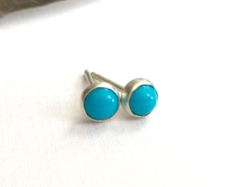 Turquoise Studs Earrings, Turquoise Blue, Turquoise Earrings, Turquoise Jewelry, Turquoise and Silver Earring, Gift for Her, Blue Studs