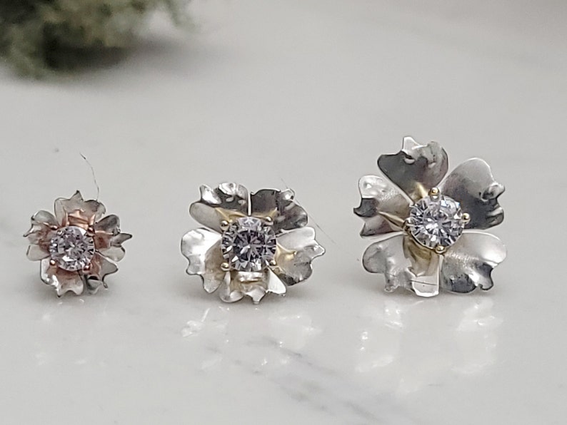 Hibiscus Flower Earring Jackets in Gold or Silver Argentium Silver Ear Jackets Gold Flower Ear Jackets Ear Jackets for your Studs image 6