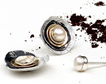 Unique Stud Earring Set | Unique Pearl Stud Earring | Ear Jacket Earrings | Stacking Earring Set | Layered Earring Set | Beds of Caffeine
