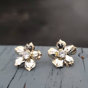 Hibiscus Flower Earring Jackets in Gold or Silver Argentium Silver Ear Jackets Gold Flower Ear Jackets Ear Jackets for your Studs image 4