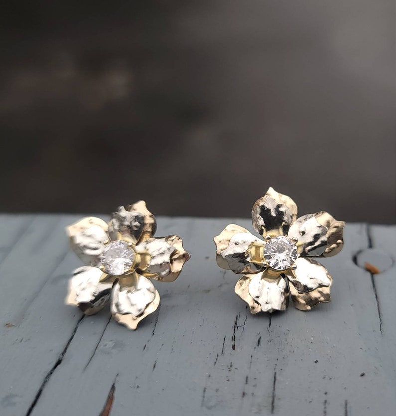 Hibiscus Flower Earring Jackets in Gold or Silver Argentium Silver Ear Jackets Gold Flower Ear Jackets Ear Jackets for your Studs image 4