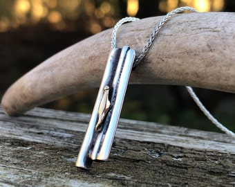 Collar de plata contemporánea / joyería metalsmith / plata forjada a mano y collar de oro