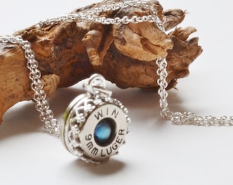 Collar de bala de labradorita - Joyas de bala para ella