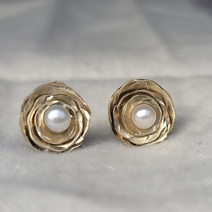 Solid 14k Gold Ear Jackets | Organic Flower Earring Jackets