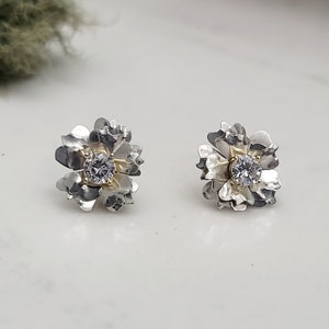 Hibiscus Flower Earring Jackets in Gold or Silver Argentium Silver Ear Jackets Gold Flower Ear Jackets Ear Jackets for your Studs image 2