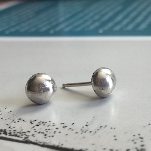 Silver Ball Earring, Everyday Earrings, Organic Earrings, Organic Jewelry, Silver Pebble Studs, Reclaimed Silver Studs, Small Silver Studs