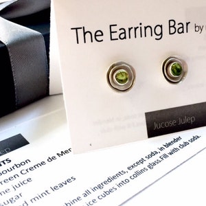 Ear Jacket Earrings, Peridot Stud Earrings, Silver Ear Jackets, Earring Jackets, Small Ear Jacket, Round Green Studs, Peridot Jewelry