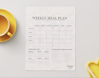 Weekly Meal Planner | Grocery List Organizer (Digital Download)