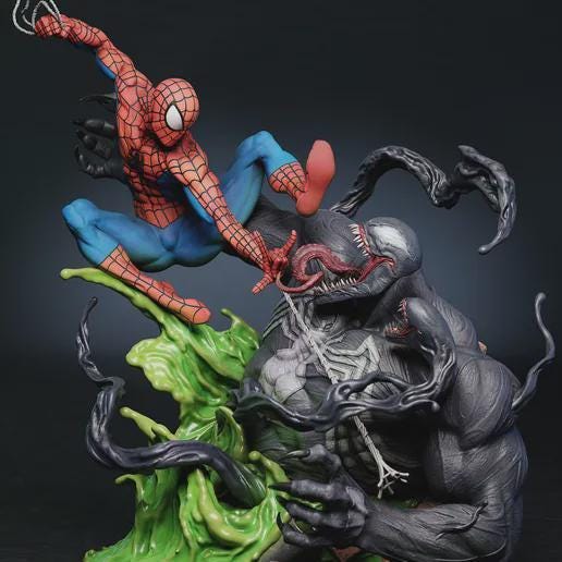 MARVEL スパイダーマン vs ヴェノム フィギュア　ミニスタチュー マーベル・コミック』 ミニスタチュー ヴェノム＆スパイダーマン