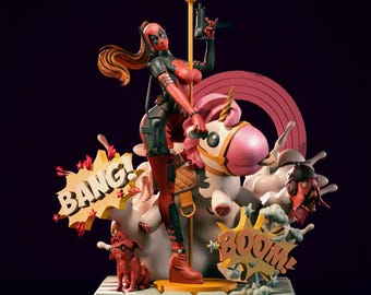 Unicorn Deadpool 3D STL File | Funny Superhero Figure (Digital Download)