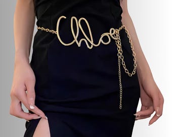 1980s GOLD CHAIN Leather Belt. Republique Francaise Coin  display picture 1