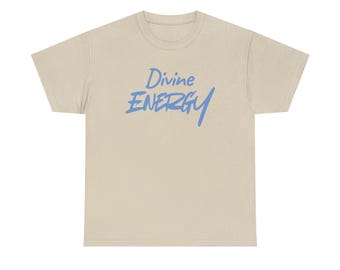 Divine Energy T-Shirt - Light Blue Script Spiritual Tee - Wear Your Worship