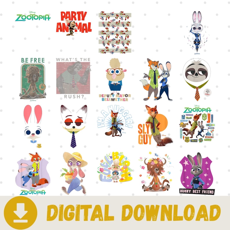 Designs Zootopia PNG Bundle, Disneyland Cartoon Characters Png ...