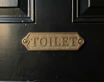 Placa de porta de banheiro estilo vintage – Placa de banheiro em latão antigo, banheiro, placa clássica para lavabo