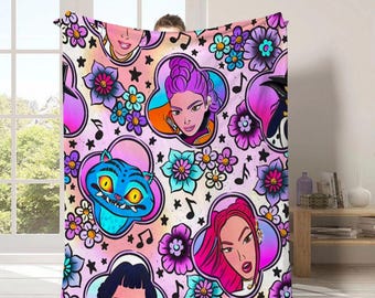K-Pop Minky Plush Blanket, Anime Inspired, Home Decor, Cozy Soft Blanket for Everyday Comfort, Perfect for Home & Gifting, Ready for Season