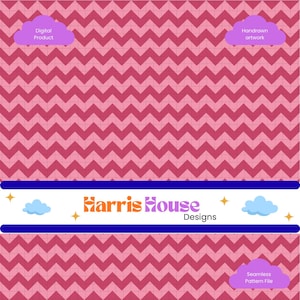 Zig Zag Pink Seamless Pattern Digital Download | Retro Repeat | Fabric, Wallpaper & Graphic Design