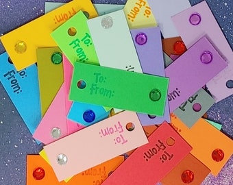 Everyday Tags with Rhinestones - Multicolor - Set of 25